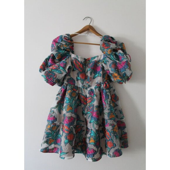Elliatt Vespera Floral Jacquard Mini Dress Size Small Multi - Picture 5 of 7
